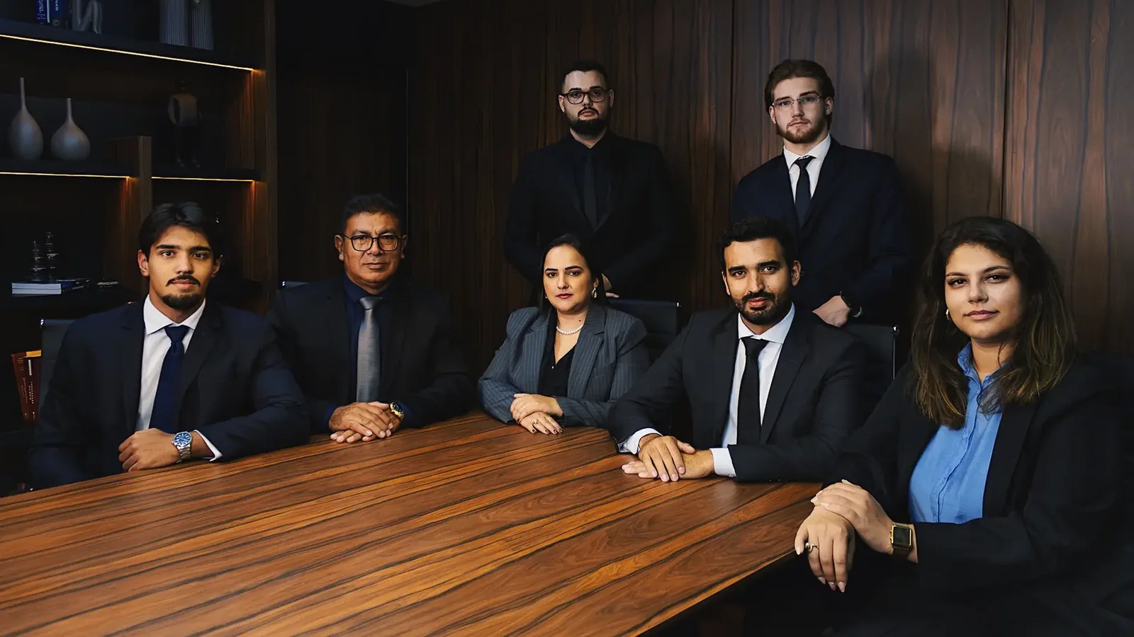 Equipe do escritório Armiliato & Heidrich reunida à mesa de reuniões